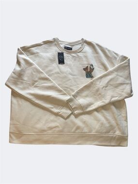 Original Use “Too Late to Dilly Dally” Cream Long Sleeve Crewneck Sweater